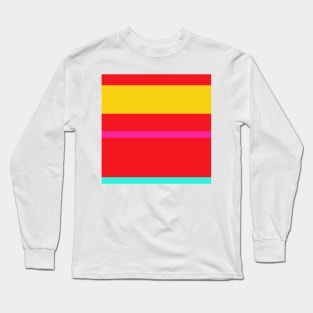 A lovely combo of Cherry Red, Persian Rose, Metallic Yellow and Fluorescent Blue stripes. Long Sleeve T-Shirt